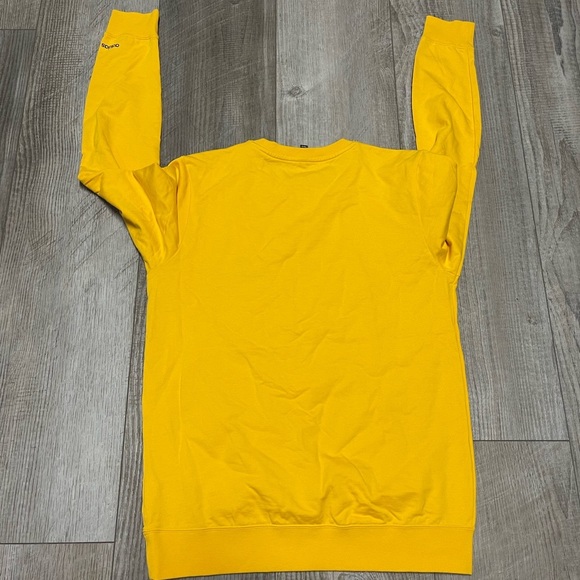 NWOT Adidas Neo Yellow A varsity patch 3 stripe crewneck sweatshirt - Picture 9 of 10